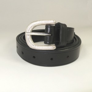Silver buckle with black leather